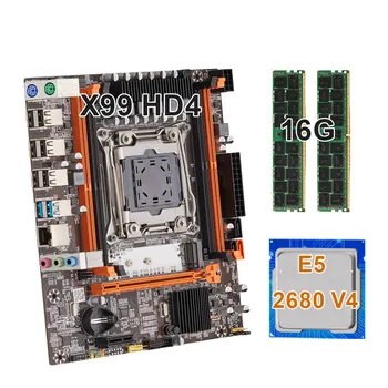 KEYIYOU X99H D4 Emaplaadi Komplekt Kit Xeon E5 2680 V4 CPU Protsessor 2x8G=16GB 2133MHZ DDR4 ECC REG RAM-Mälu Tugi SSD M. 2