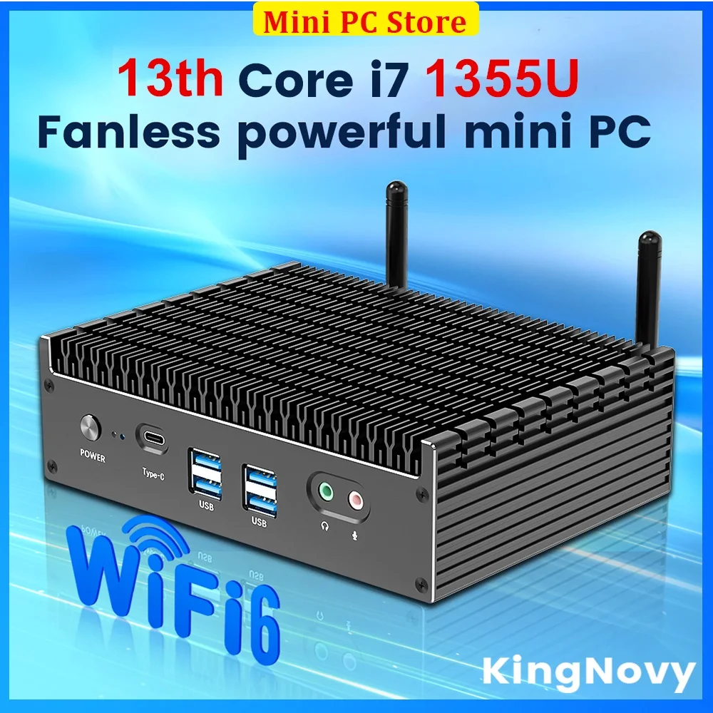 Gamer Mini Arvuti 13. Gen i7 1355U i5 1335U Fanless Intel Mini PC 2*2,5 G LAN PCIE4.0 DDR4 Tunderbolt 4 eGPU Lauaarvuti WiFi60