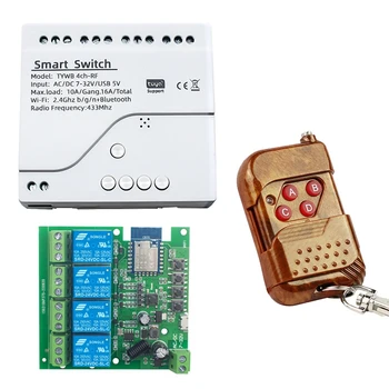 Tuya Smart Switch Wifi DIY Taimer+Remote AC/DC 7-32V 4CH RF Smartlife Kodu Automaatika Moodul Alexa Google ' i Kodu Varuosad