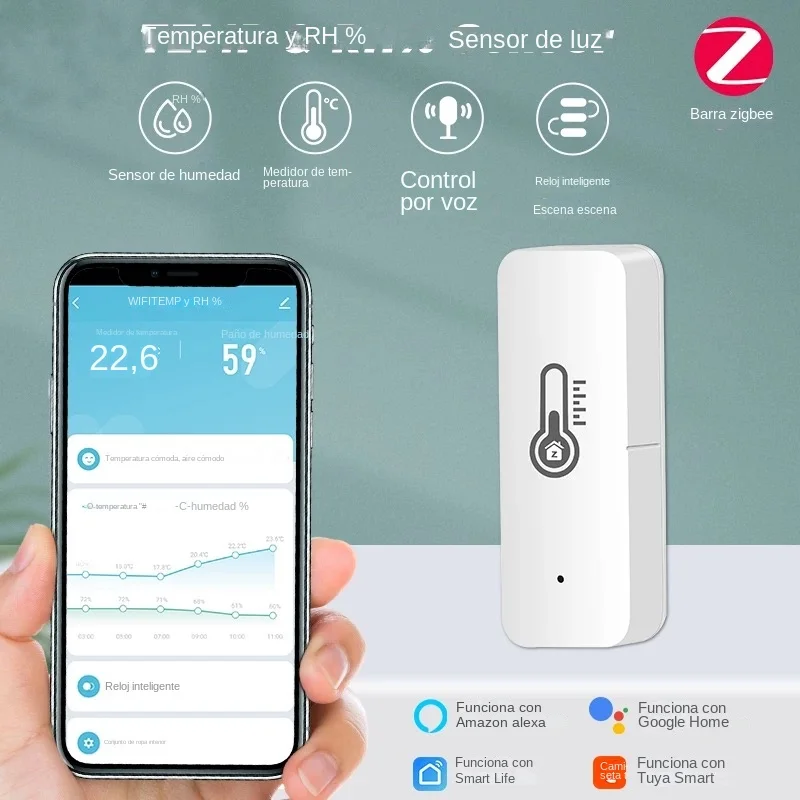 Tuya, WiFi, ZigBee Smart Temperatuuri-Niiskuse Anduri Patarei Jõul Siseruumides Smart Home Security Tööd Alexa Google Kodu1
