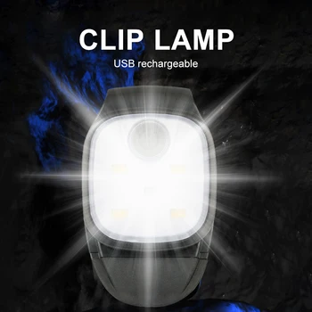 LED Clip Lambi 4 Valgustus Režiimid Clip Öö Lambi Ohutus Hoiatus Sörkimine Öösel Jalgsi Matkamine Kalapüük USB Laetav