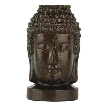 Mini Sissenõutavaks Muutunud Desktop Ornament, Käsitsi Valmistatud Kingitus Puidust Käsitöö Kodu Kaunistamiseks Sakyamuni Tathagata Buddha Kuju Pea Figuriin