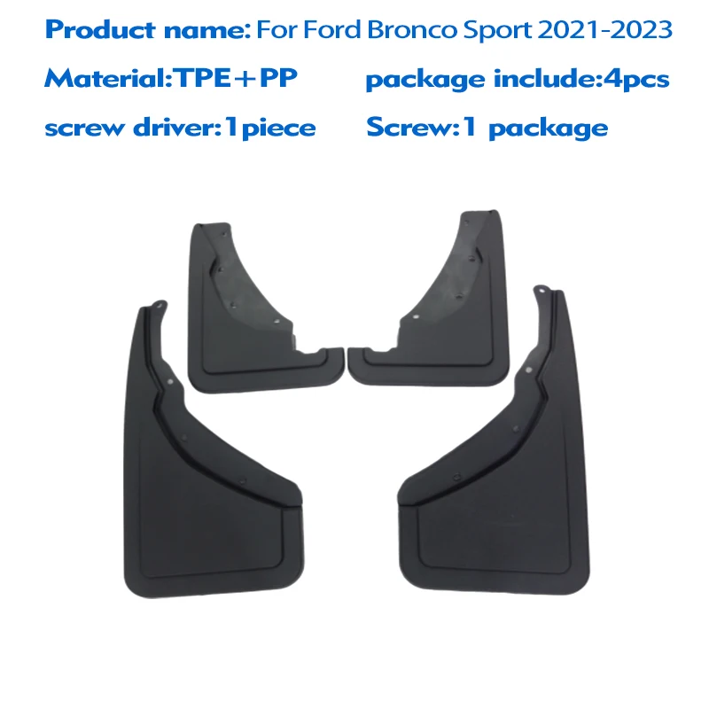 Ford Bronco Sport 2021 2022 2023 2024 Mudguard Fender Muda Klapp Valvurid Splash Mudflaps Auto Tarvikud Ees Taga 4tk1