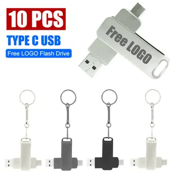 10TK 2.0 Type-c-Kaks-in-One USB Flash Drive 128GB Arvuti, Mobiiltelefoni Dual-Use USB-Pöörlev Äri Pen drive printida Logo