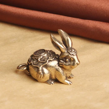Väikeste Loomade Kääbus Ornament Loominguline Retro Ripats Armas Mini Messing Küülik Ornament Sisekujunduses Küülik Ripats Võtmehoidjad