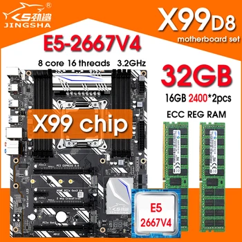 Placa mae X99 D8 emaplaadi komplekti xeon e5 2667 v4 CPU 32gb (2*16 gb) ddr4 2400MHz ram-LGA-2011-3 emaplaat protsessor mälu kit
