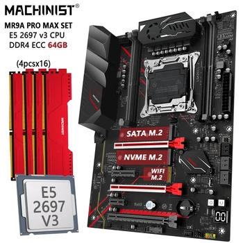 MASINIST X99 Emaplaadi Komplekti LGA-2011-3 Kit Xeon E5 2697 V3 CPU 64GB(4*16G） DDR4 ECC RAM Mälu SSD Nvme M. 2 MR9A PRO MAX