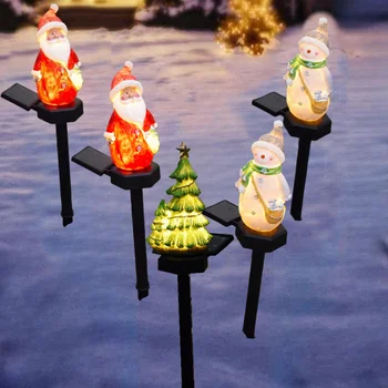 2024 Jõulud solar LED Väljas Dekoratiivsed Tuled Vaik Aed Maastik Muru Kaalul Lambi Poole Holiday Santa Claus