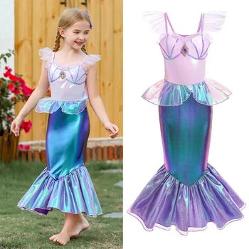 Uus toode Väike Merineitsi Kostüüm Tüdrukute Halloween Merineitsi Cosplay Printsess Kleit Lapsed Väljamõeldud Isik Karneval Sünnipäeva Kleidid