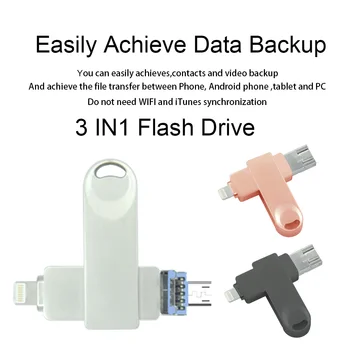 3 in 1 OTG USB 3.0 ja usb-C-Pen Flash Drive Memory Stick Usb3.0 flash disk 32GB 64GB 128GB 256G Tüüp C Pendrive