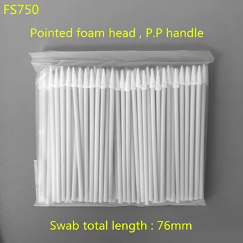 1000 tk CM-FS750 Tööstuses Kasutatav PP Käepide Pikad tolmuvaba Clean Room Micro Nippi Vaht Niisutatud Stick