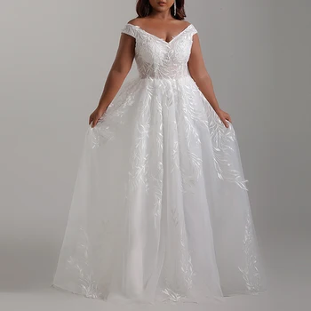 On-line luksuslik pulmakleit pits muster Elegantne Appliques hommikumantlid abielu vestido novia rüü de mariee Brides kleit
