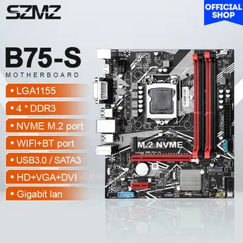 SZMZ B75 Emaplaat LGA-1155 toetust 4*DDR3 USB3.0 SATA3 NVME WIFI Bluetooth Placa Mae 1155 plaat juhatuse pc gamer B75 LGA1155