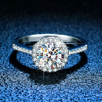Päris 100% Moissanite Ring 6,5 mm 1.0 ct Teemantid Pulm Rõngad Sterling Hõbe Naiste