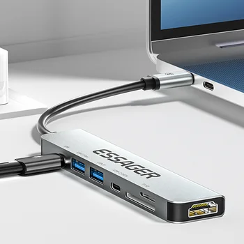 7 in 1 USB-C-Hub USB Type-c HD-Ühilduv Sülearvuti Dock Station Macbook Pro Jaoks Õhk Extensor USB 3.0 Adapter Splitter