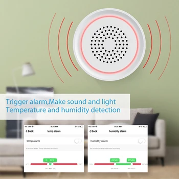 Tuya Smart Tuya Smart Wifi Juhtmeta Sireen Alarm Sensor Home Security Mobile Remote App Support Alexa Google Kodus 3 In 1 Wifi