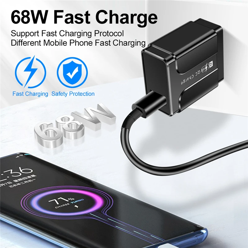 68W Super Fast Charger Kiire Laadimine 3.0 USB-Seina Laadija Mobiiltelefoni Laadija Adapter Huawei Mata 40 Au 60 OPPO RENO 7 5G2