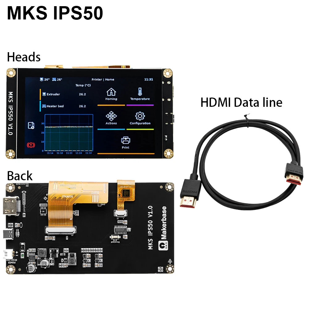 5inch Ekraan Ekraan 800x480 HD RGB Mahtuvuslik 3D Printer Puutetundlik DC12-24V TypeC USB-HDMI-Ühilduvate Port MKS IPS504