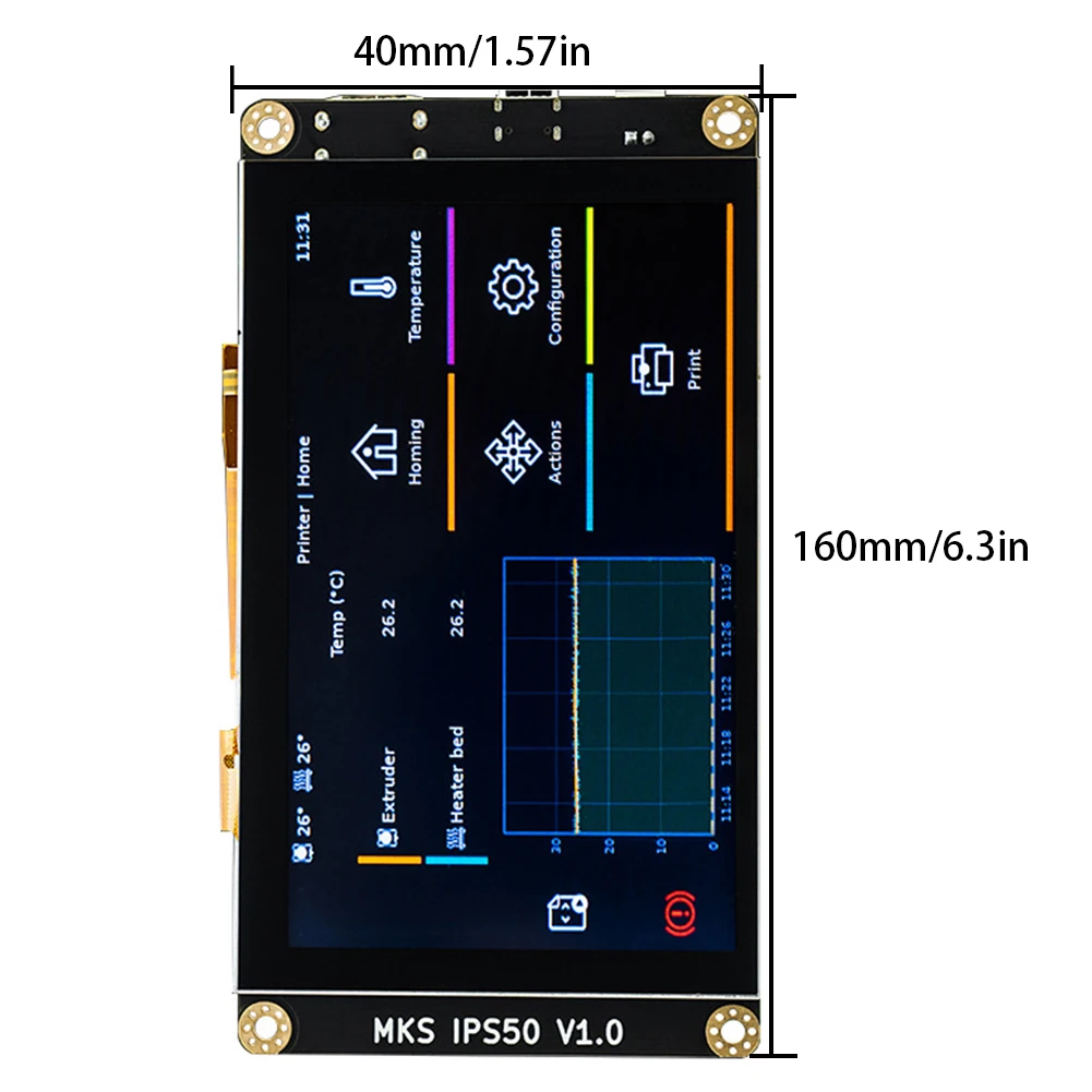 5inch Ekraan Ekraan 800x480 HD RGB Mahtuvuslik 3D Printer Puutetundlik DC12-24V TypeC USB-HDMI-Ühilduvate Port MKS IPS505