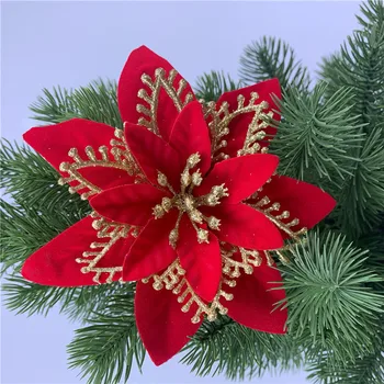5tk 14.5 cm Glitter Kunstliku Jõulud Lilled Mreey Christmas Tree Teenetemärgi head Uut Aastat Kaunistused Xmas Võltsitud Lilled Natal