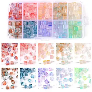 7MM Austria Klaasist Ruut Helmed, Sinine Lahti Distants Cube Beaded Crystal DIY Tegemise Ehted Näputöö Tarvikud 250PCS