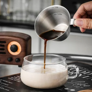 Roostevabast Terasest Kohvi Kruus Espresso Mõõtmise Kruusid Käepide Espresso Coffee Cup 90ML Kohvi mõõtekork Anti-rooste Skaala Cup