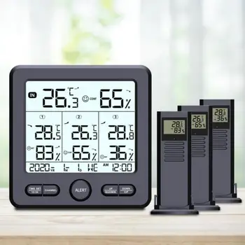 Digitaalne Termomeeter Ilm Jaama Siseruumides Väljas Temperatuuri-Niiskuse Mõõtja Kodus Hygrometer 3tk Wireless Sensor LCD Ekraan