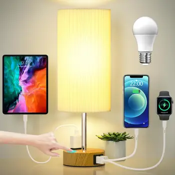 Magamistuba Öökapp Tabel Lamp 3-Way Juhitava Touch Lamp, millel on Dual USB-Pordid AC Outlet,sest elutuba Office Dorm Öö Valguses