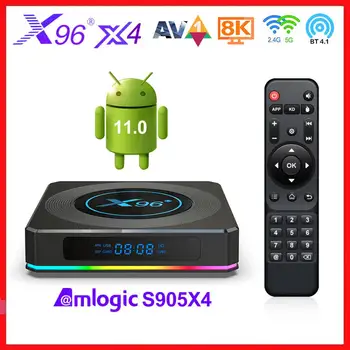 X96 X4 Amlogic S905X4 RGB Valgus TV Box Android 11 4GB 32GB 64GB Toetada AV1 8K Video Media Player Android 11.0 Dual Youtube ' i Wifi