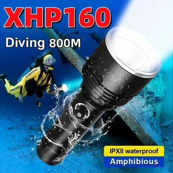 Uus XHP160 Glare Super Võimas ipx8-ga-Scuba Diving Taskulamp High Power Led Sukelduda Tõrvik Veekindel Veealuse Jahi Laterna