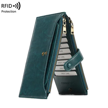 Classic RFID Blokeerimine Kaardi Omanik Pikk Rahakott Topelt Lukuga Tasku Müntide Rahakotid Multi-function Slim Kott 19 Kaardi pesa