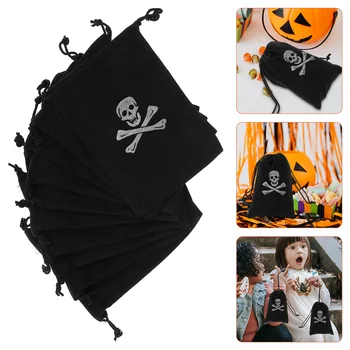 10 Tk Piraat Pingutusnöör Kott Halloween Kott Lõuend Backpackations Praktiline, Vastupidav Polüester Õrn Lapse Kodus