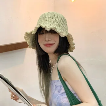 Korea versioon käsitöö õled müts naistele, uus stiil, mitmekülgne suvel, väike ja värske beach, päikesekaitsetoodete Päike müts suvel